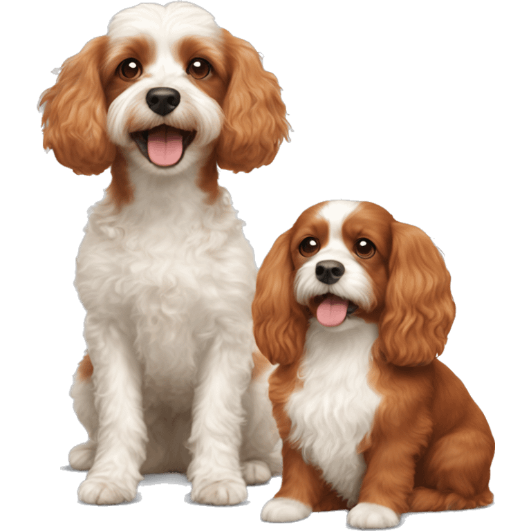 Red Cavoodle and white cavoodle emoji