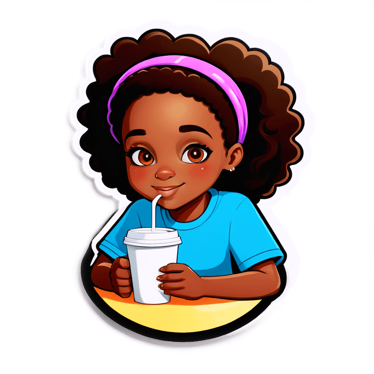 Black girl with a cup  emoji