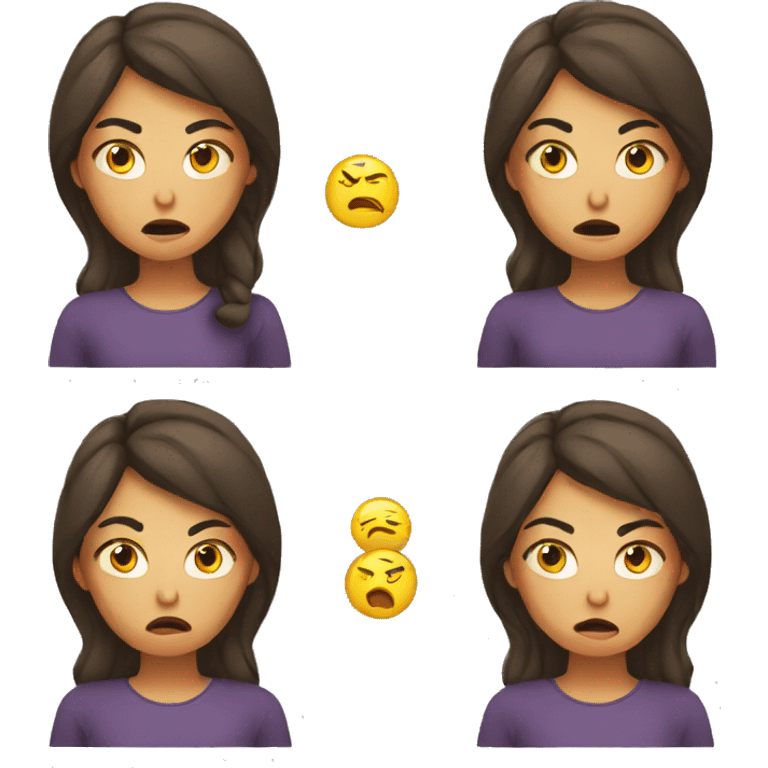 Women showing different emotions first angry emoji