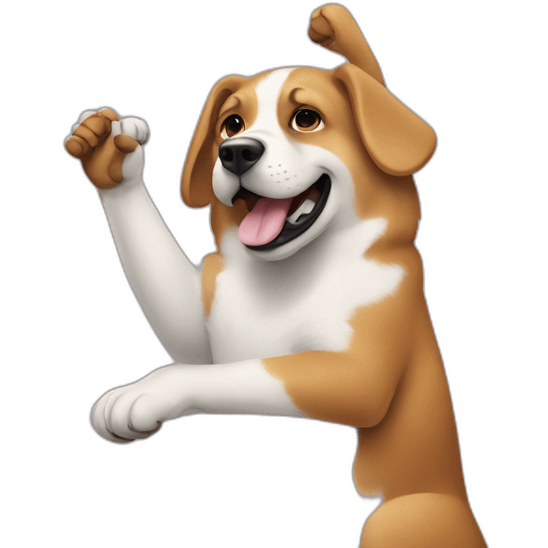 A dog high fiving emoji