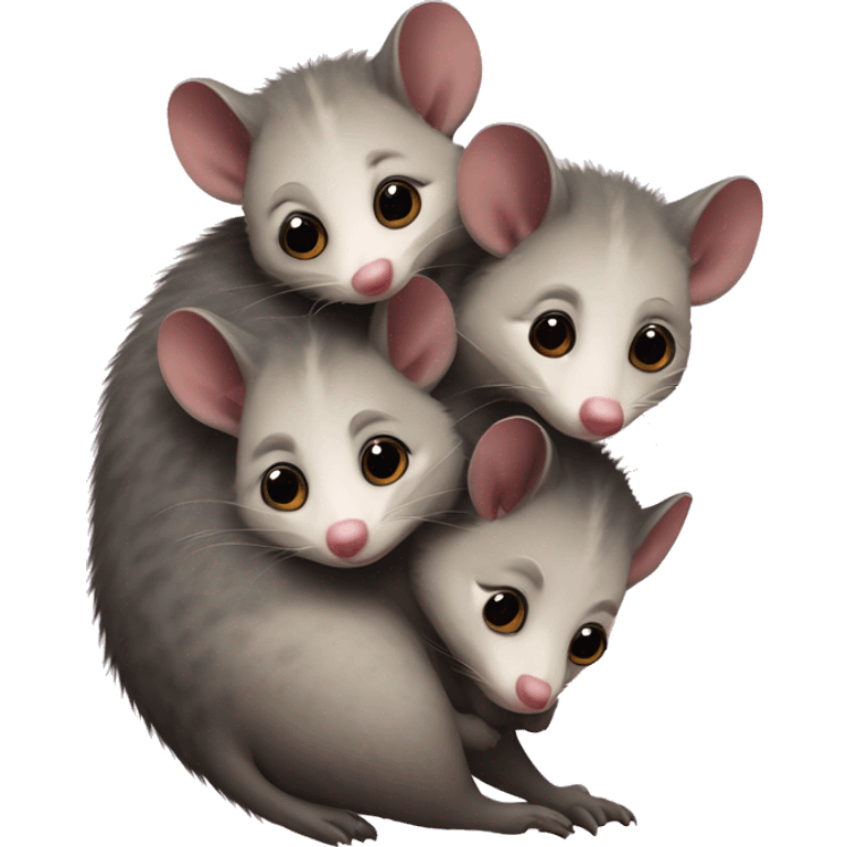 Possum with three babies on its back emoji