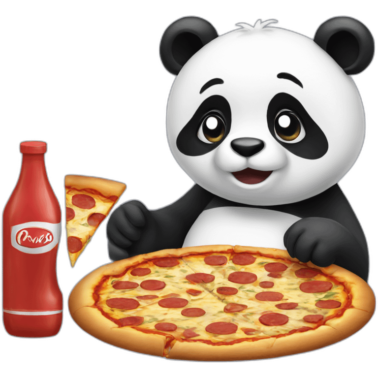 Panda eating slice of pizza and watching tv emoji