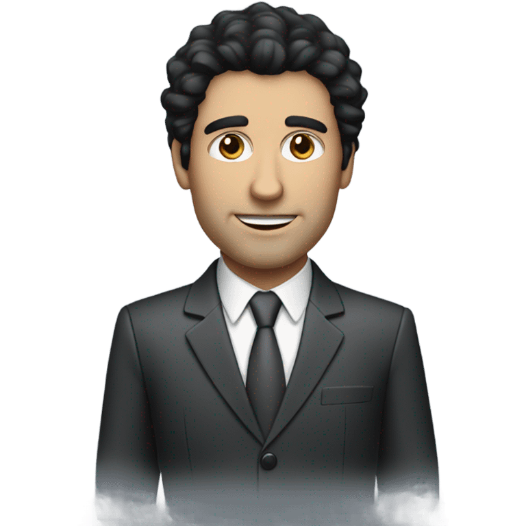 caucasian businessman black fluffy straight hair emoji