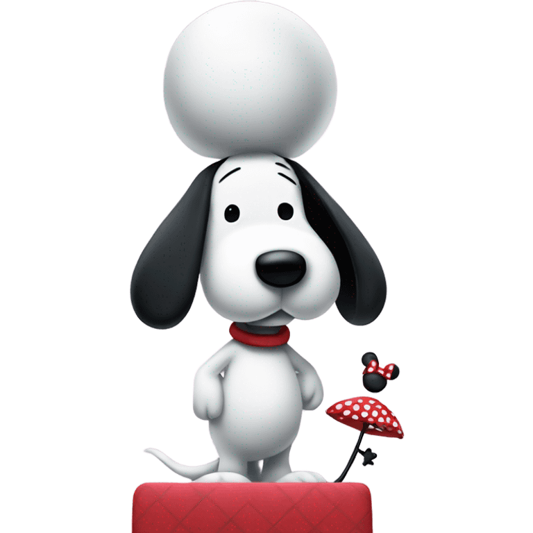 Snoopy standing with Minnie Mouse  emoji