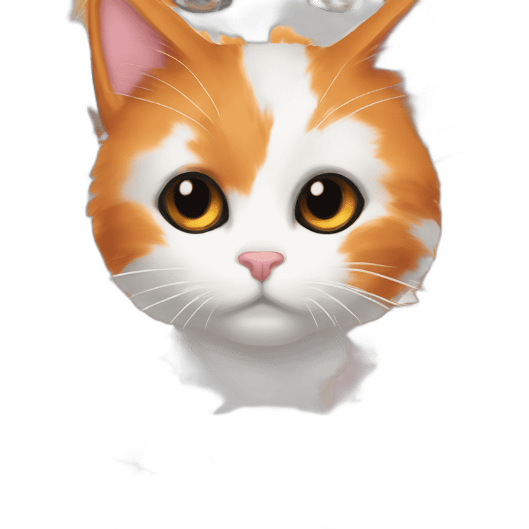 Calico cat with orange fur over left eye black fur over the right eye and white fur around the nose and mouth emoji