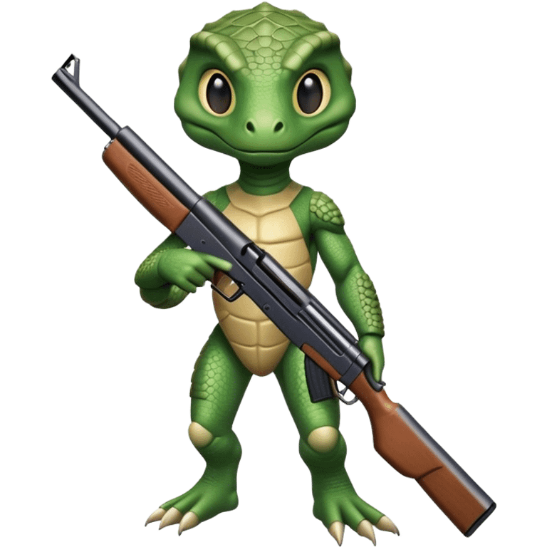 reptilian humanoid with shotgun emoji