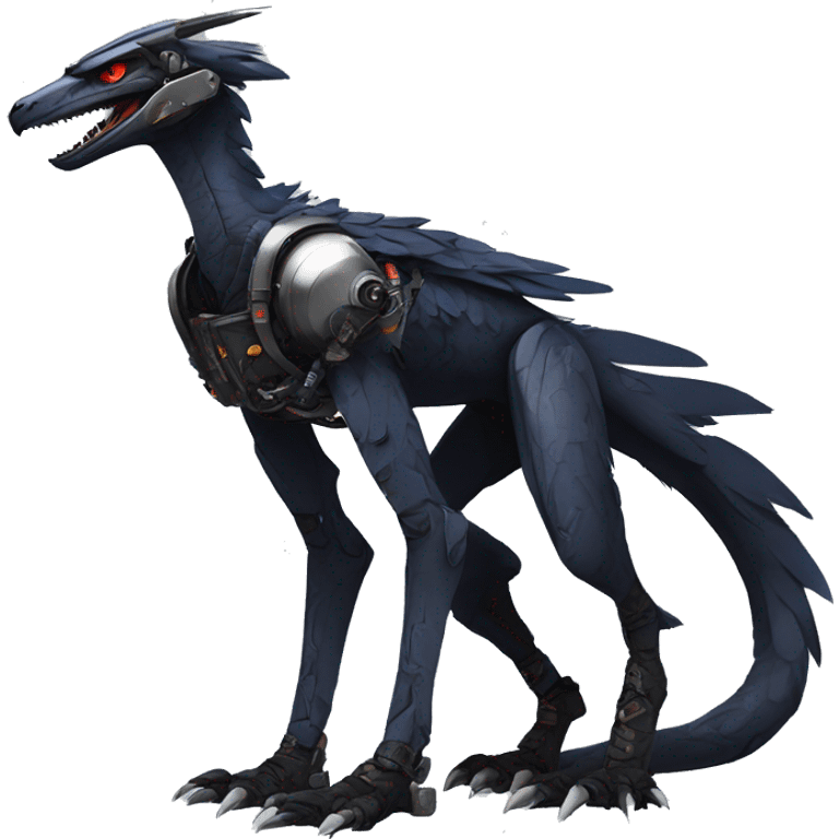 Full body Edgy Anthro Futuristic Mechanical Sergal-raptor-vernid emoji