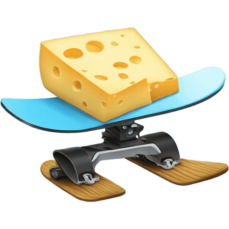 Wheel of cheese on a snowboard emoji