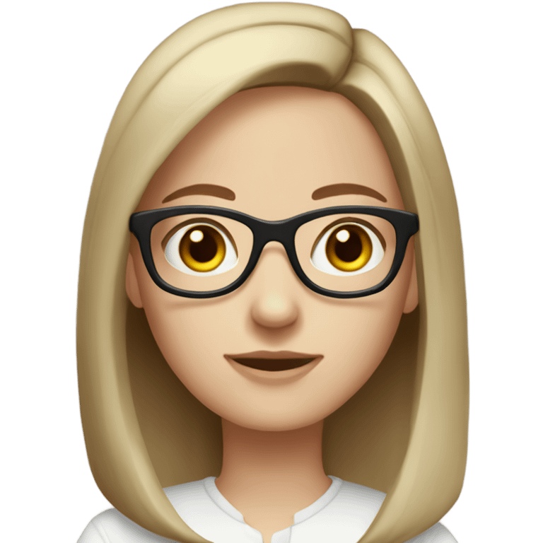 girl with pale skin black glasses grey eyes and light medium long brown stright hair  emoji