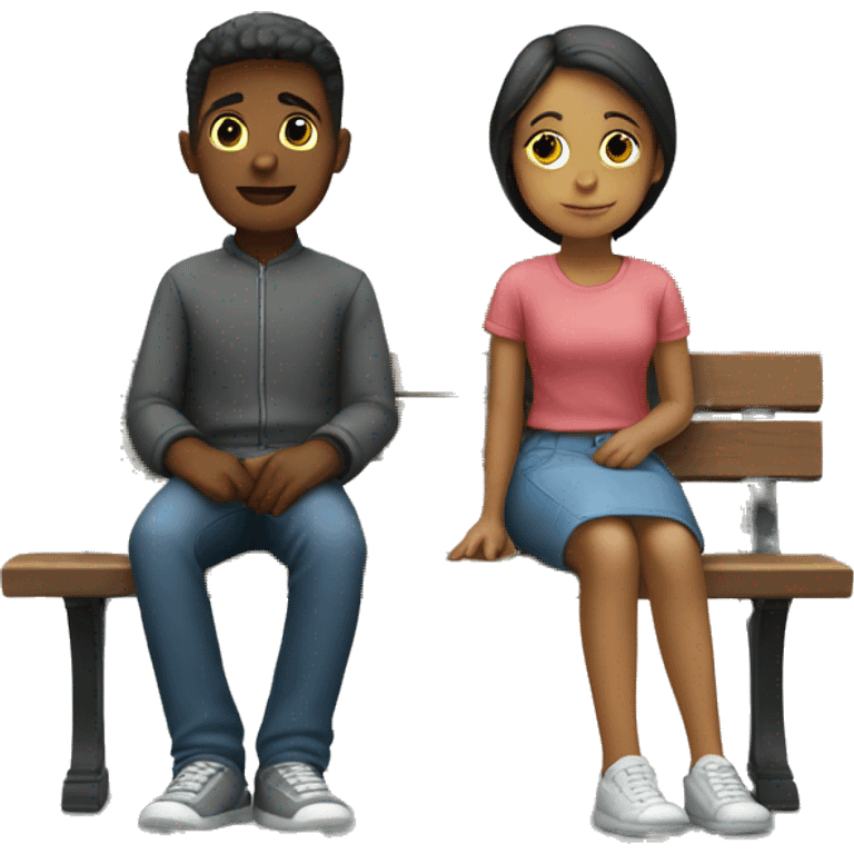 Girl and Boy sitting on a bench emoji