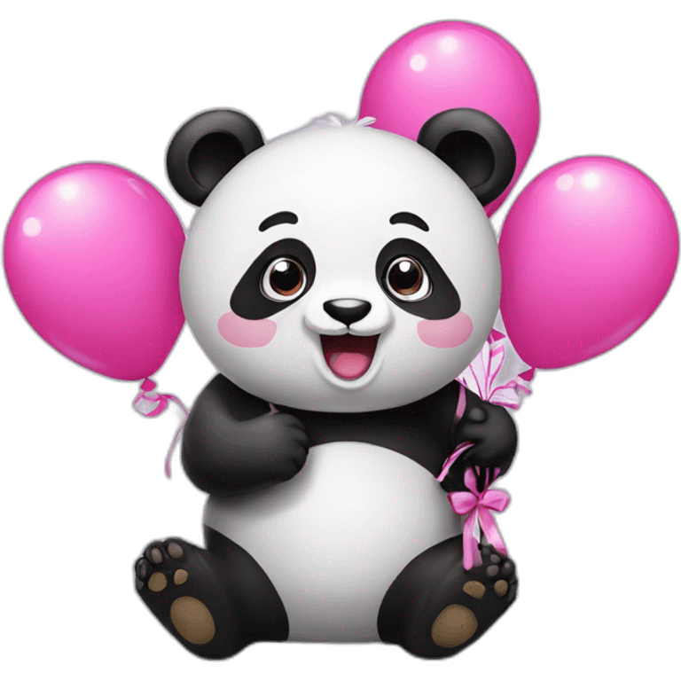 Panda with 5 pink balloon emoji