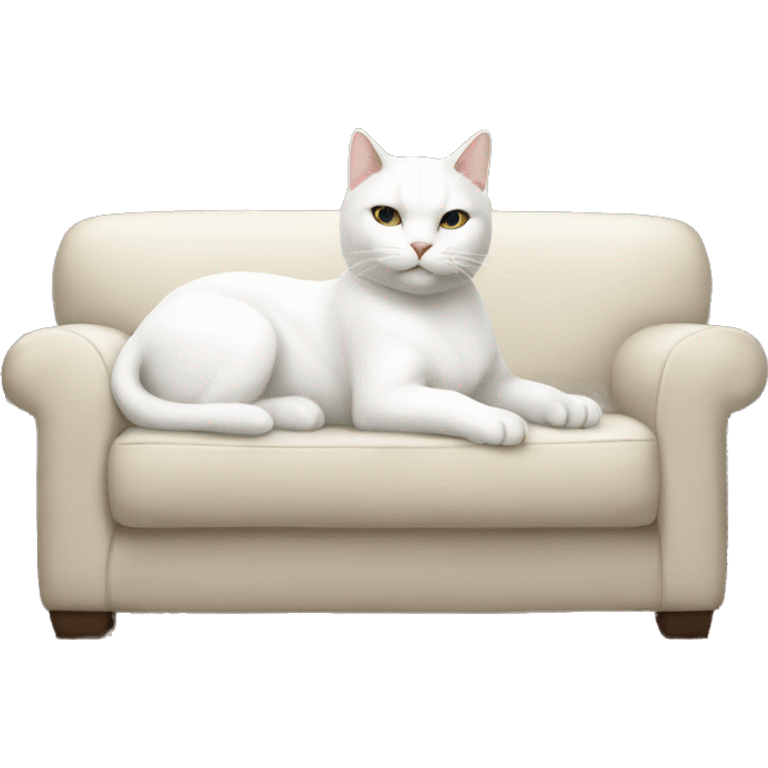 White cat relaxing on Sofa emoji