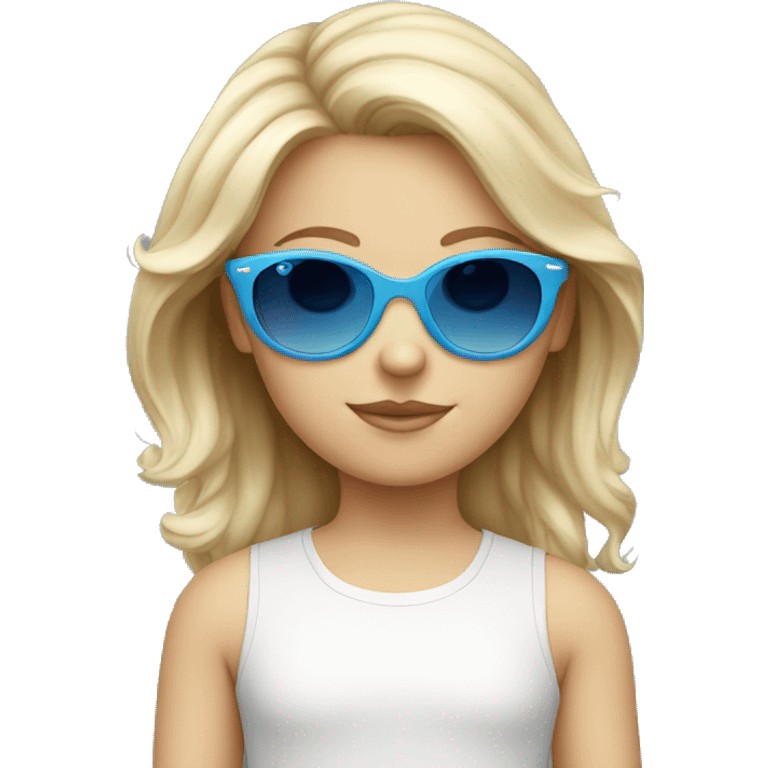 Little white girl with blue sunglasses emoji