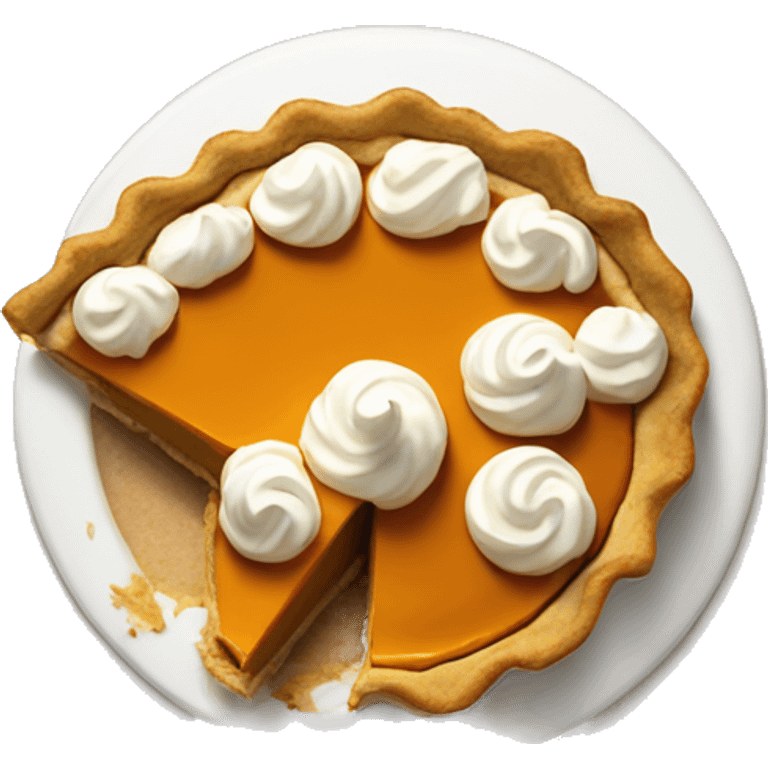 Slice of pumpkin pie with too much whipped cream on it emoji