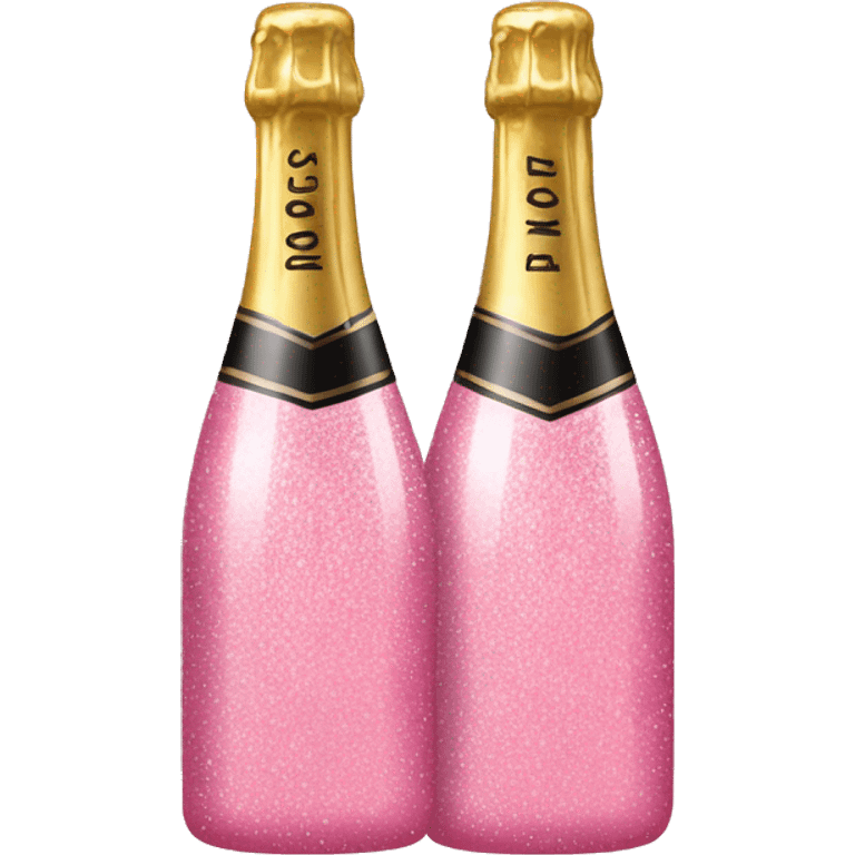 two sparkly pink bottles of champagne clinking emoji