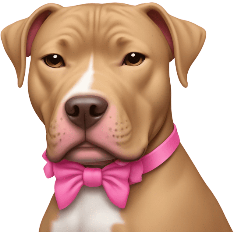 Tan pitbull sleeping pink bow collar emoji