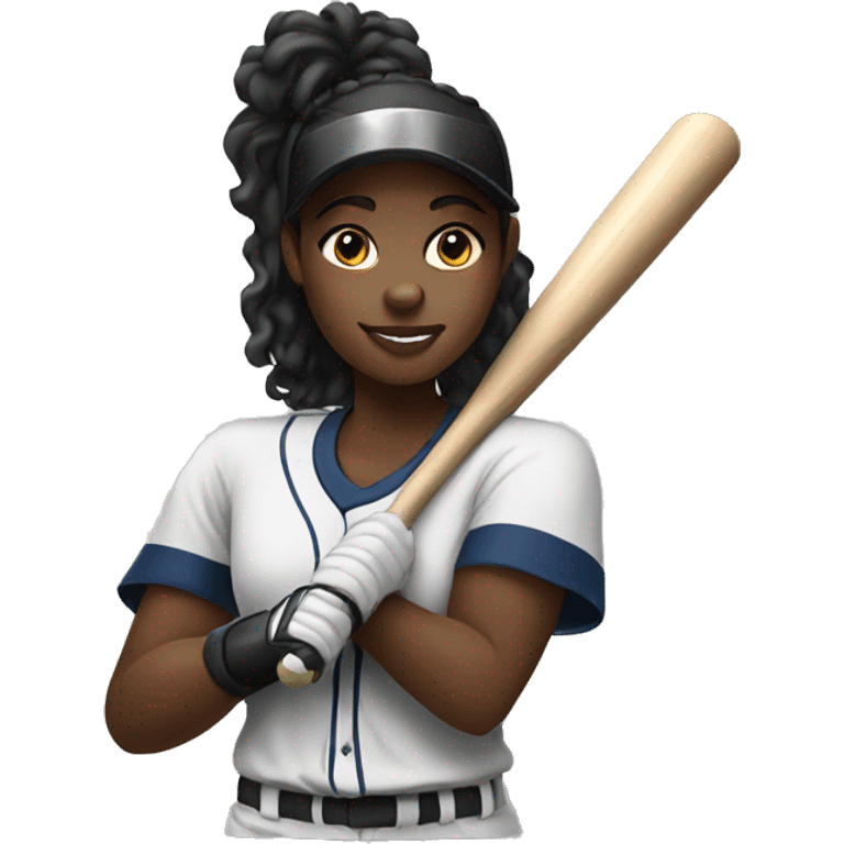 Black girl playing softball  emoji