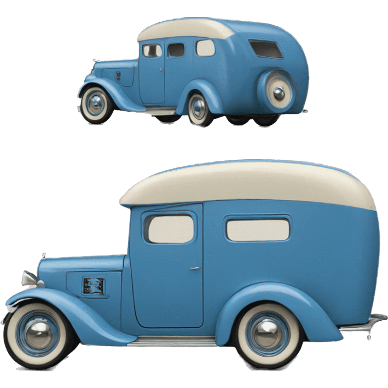 hot rod caravan,1935 with trailer, blue  emoji