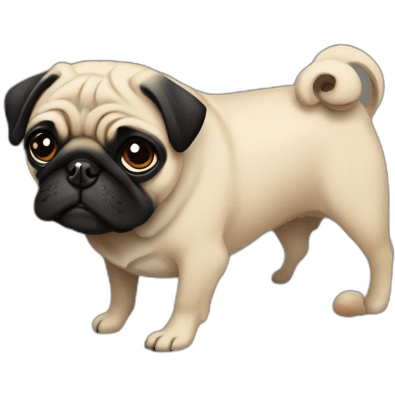 pug color negro feo con cara de tonto emoji