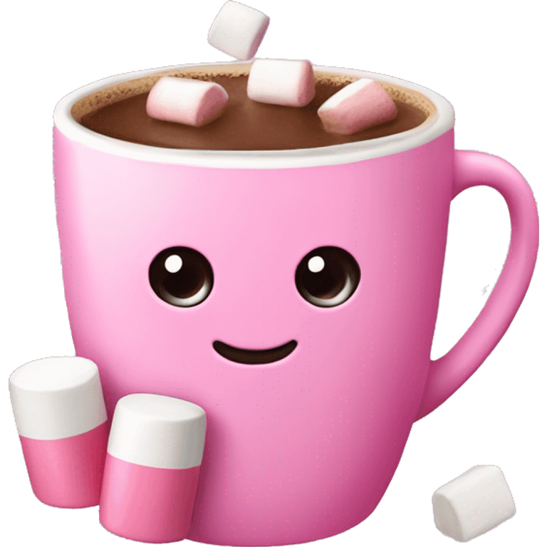 pink cup holding hot chocolate and marshmallows  emoji