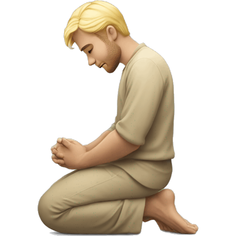 blonde man kneeling praying  emoji