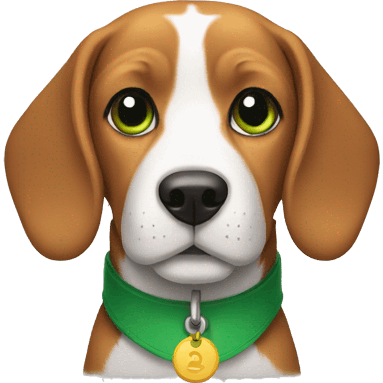 Beagle with a green collar emoji