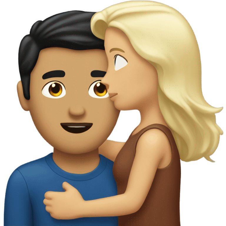 blonde white man kissing a black haired latino emoji