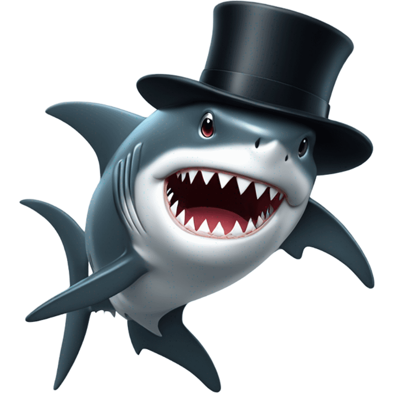 Shark with a top hat emoji