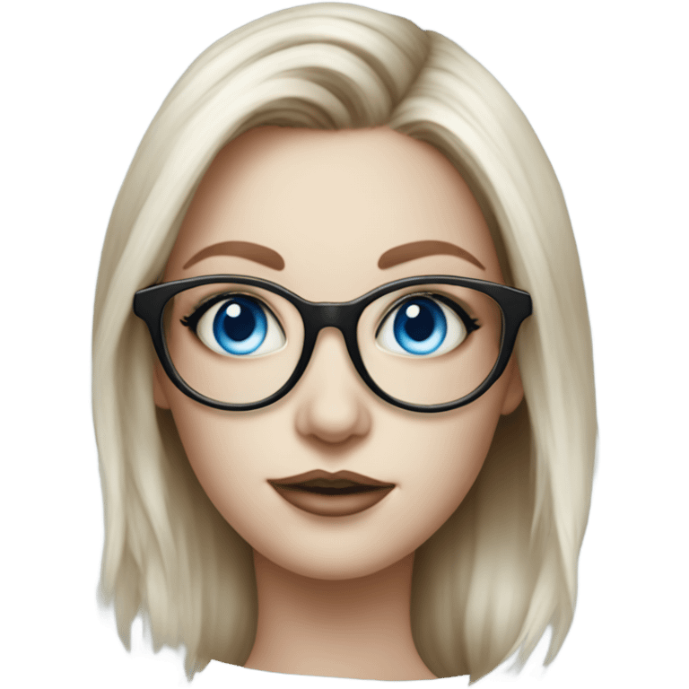 Photo Realistic pale female lightly tattoo glasses and blue eyes emoji