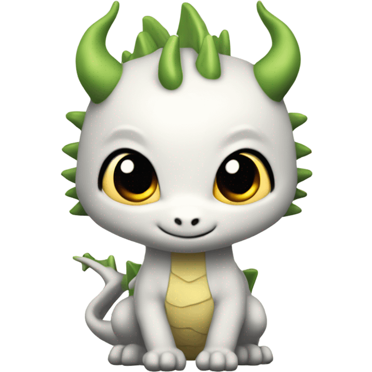 Fait moi une émoticone hello d'un dragon chibi avec un arrière-plan blanc  emoji