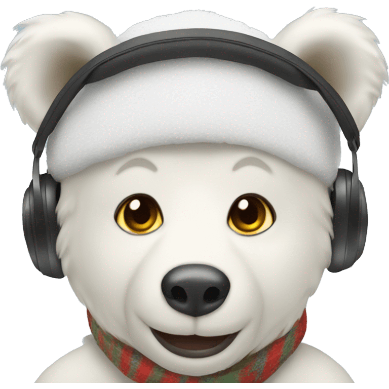 white bear sledding while wearing ear muffs  emoji