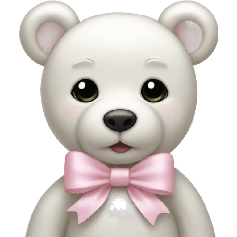 White teddy bear with light pink bow emoji