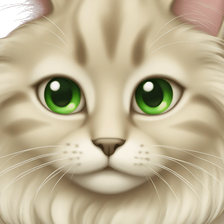 beige fluffy cat with green eyes emoji