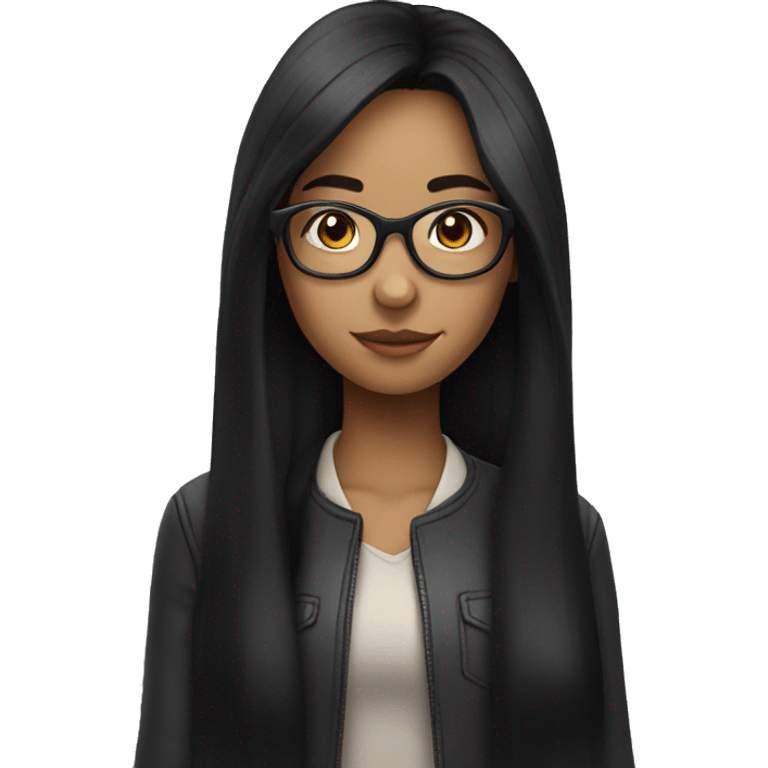 Girl with long black hair and glasses emoji