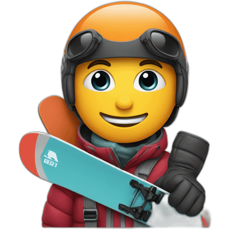 Snoboarder holding a panzer round and a snowboard emoji