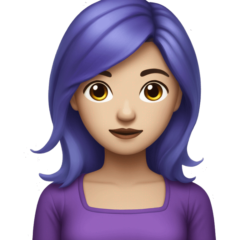 Canadian-Vietnamese-Chinese Female with blue and purple hair and a purple dress with purple eyes emoji