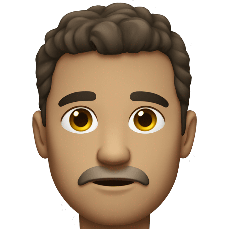 short-cropped, scowling brunette male emoji