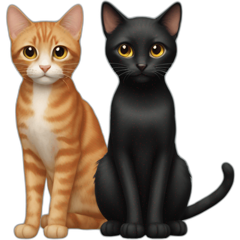 2 male black cats and one female kitten with ginger woman emoji