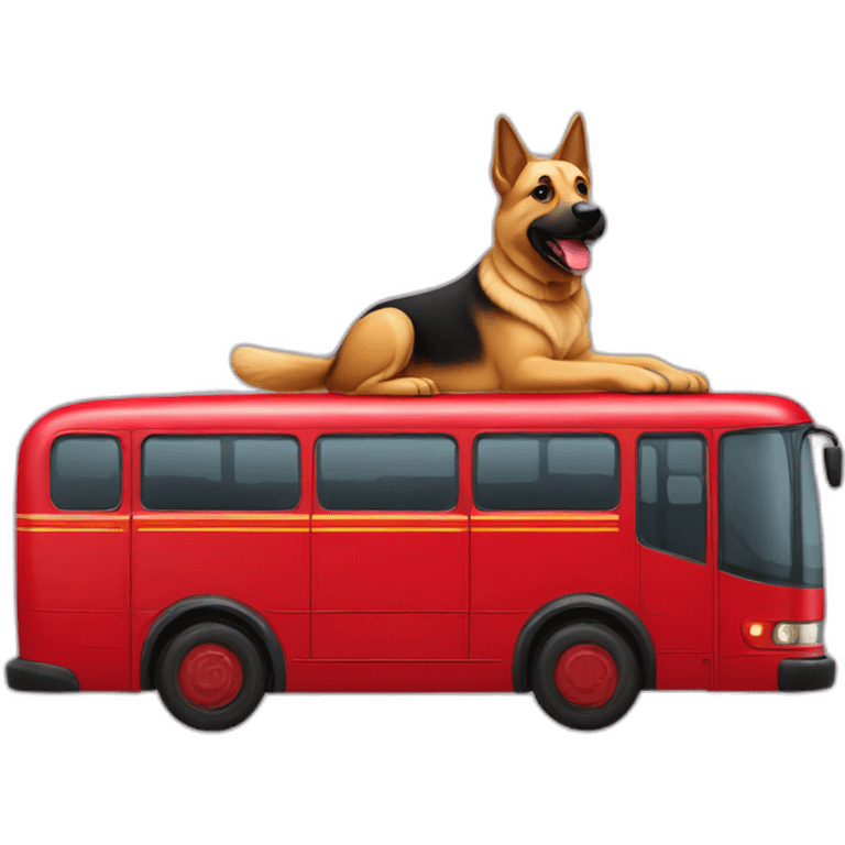 german sheppard drives a red bus emoji