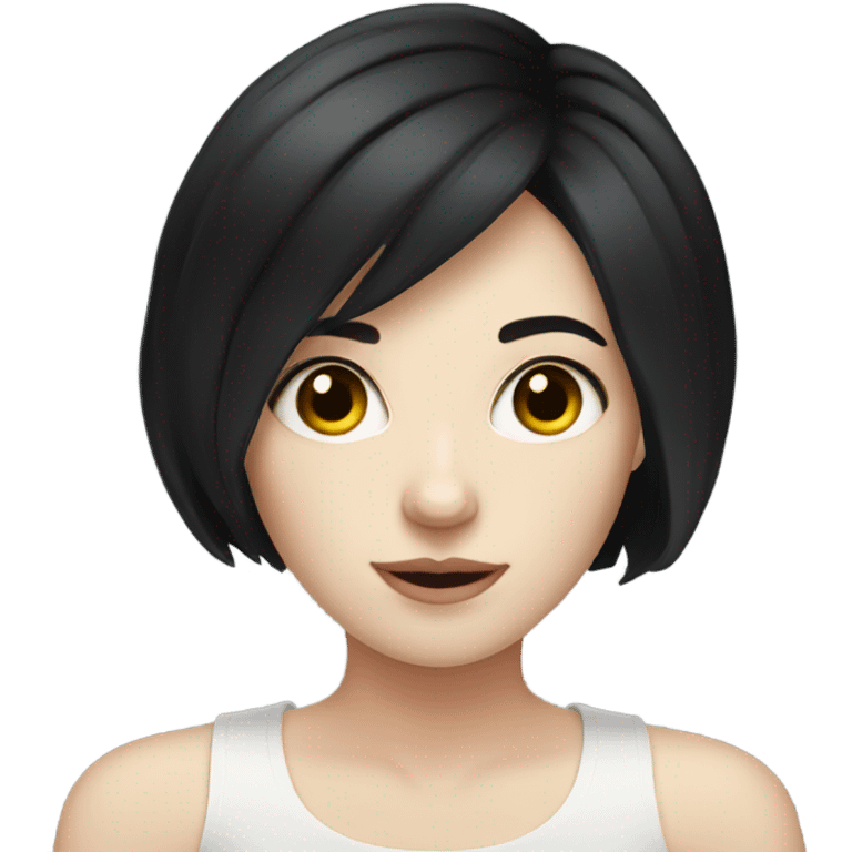 pale skin young woman with a black short hair emoji