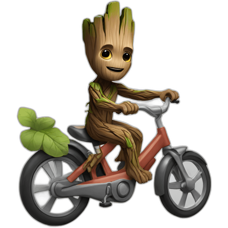 Groot riding a bike emoji