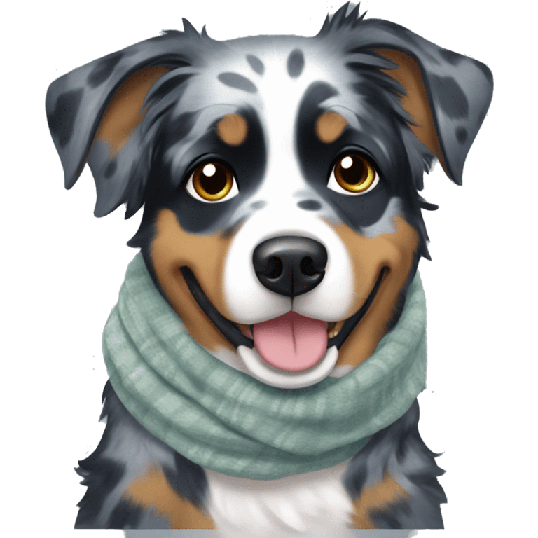 Blue merle aussie rottie mix with scarf  emoji