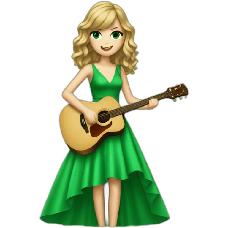 Taylor swift avec une robe vert jouant de la guitare emoji