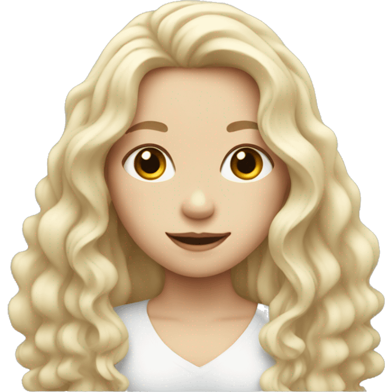 pale girl with long wavy hair emoji