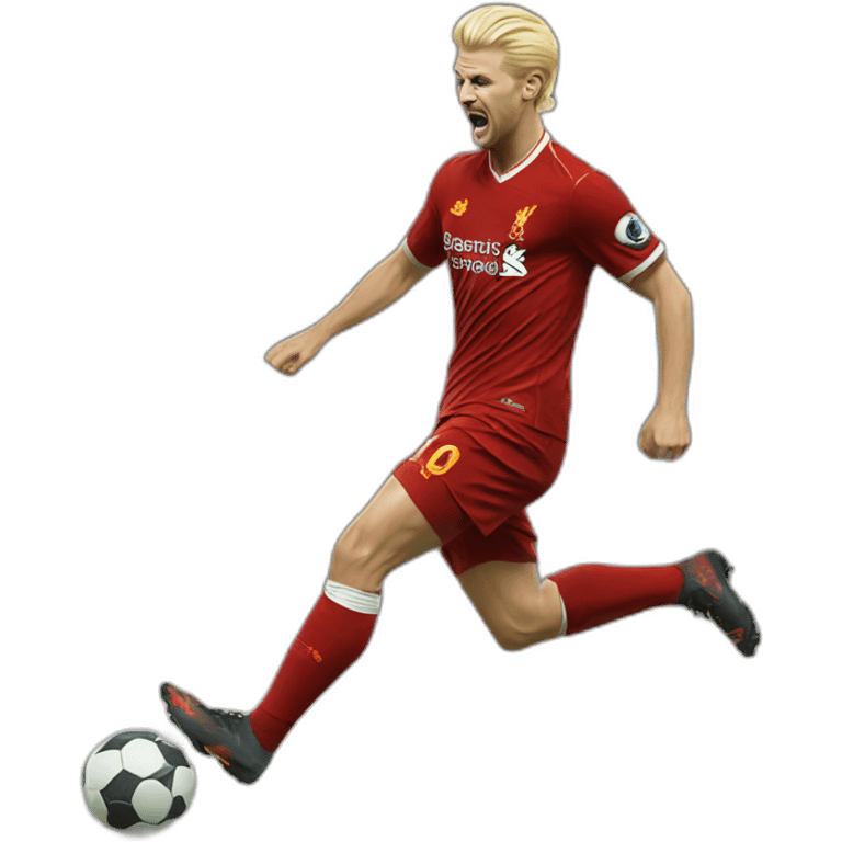 blonde liverpool player kicking emoji