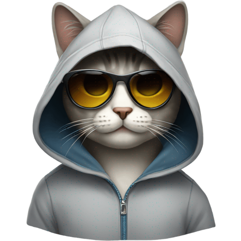 cat with hood and sunglasses emoji