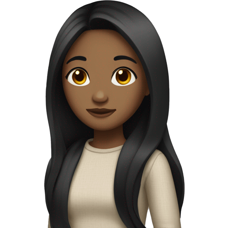 girl with long black hair and medium toned skin emoji