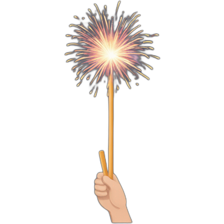 hand holding fireworks stick emoji