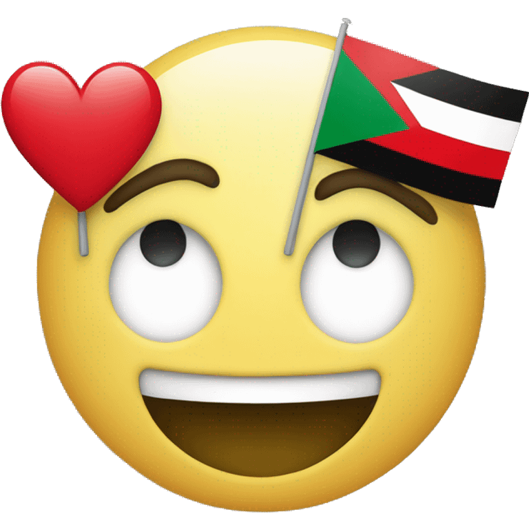 Smiley with hearts eyes and palestine flag emoji