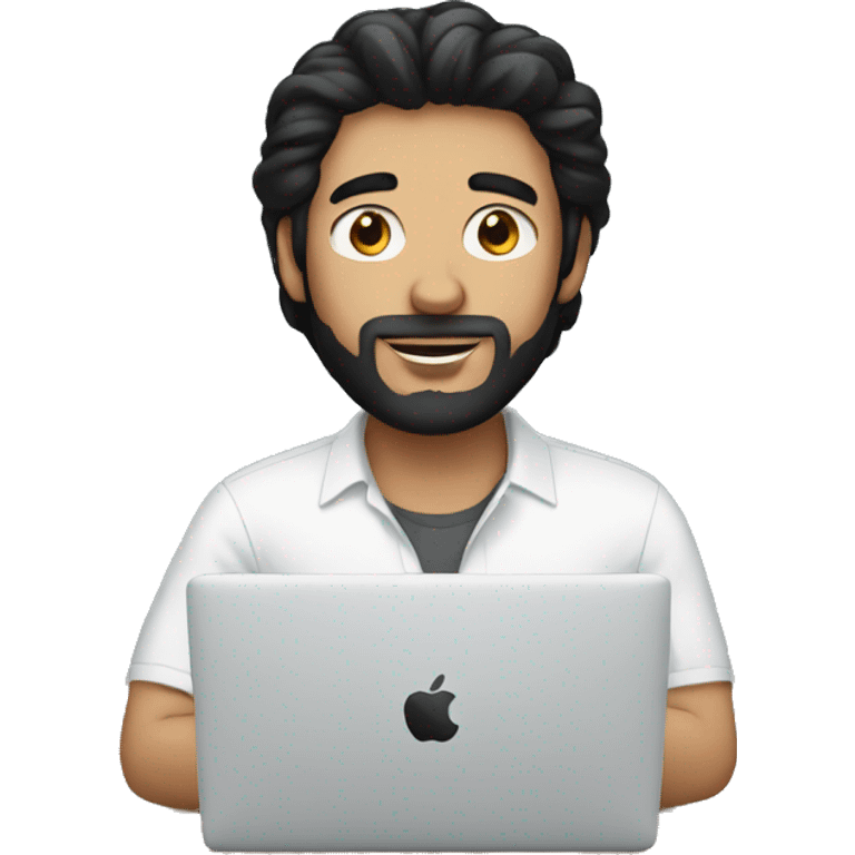 white man with black hair working macbook emoji